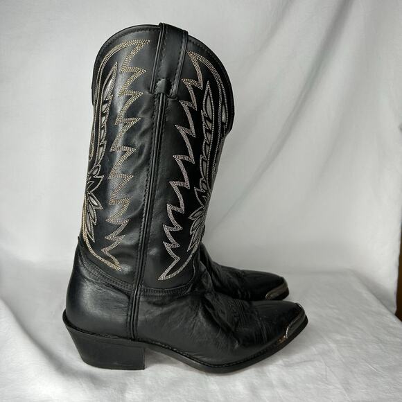 Laredo Men’s Lea Vamp & Foxing Cowboy Boots Size 8.5 EE Silver Accents Point Toe